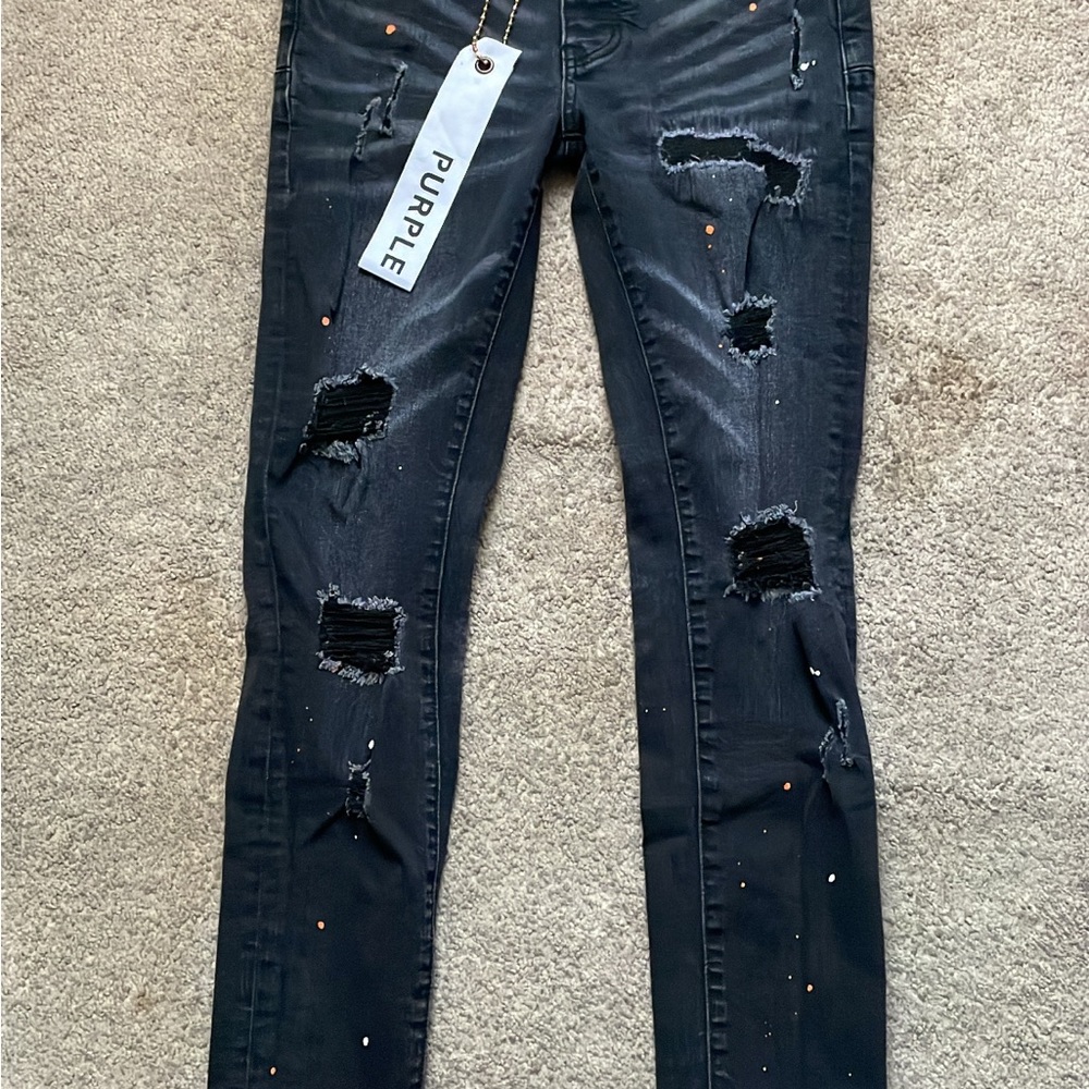 Black Splatter Purple Jeans